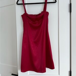 Red Satin Mini Skirt